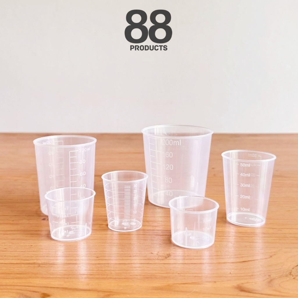 ถ้วยตวง ถ้วยตวงพลาสติก แก้วตวงวัดปริมาตร ขนาด 15 20 30 50 100 200ml พร้อมส่งจากไทย 88PRODUCTS