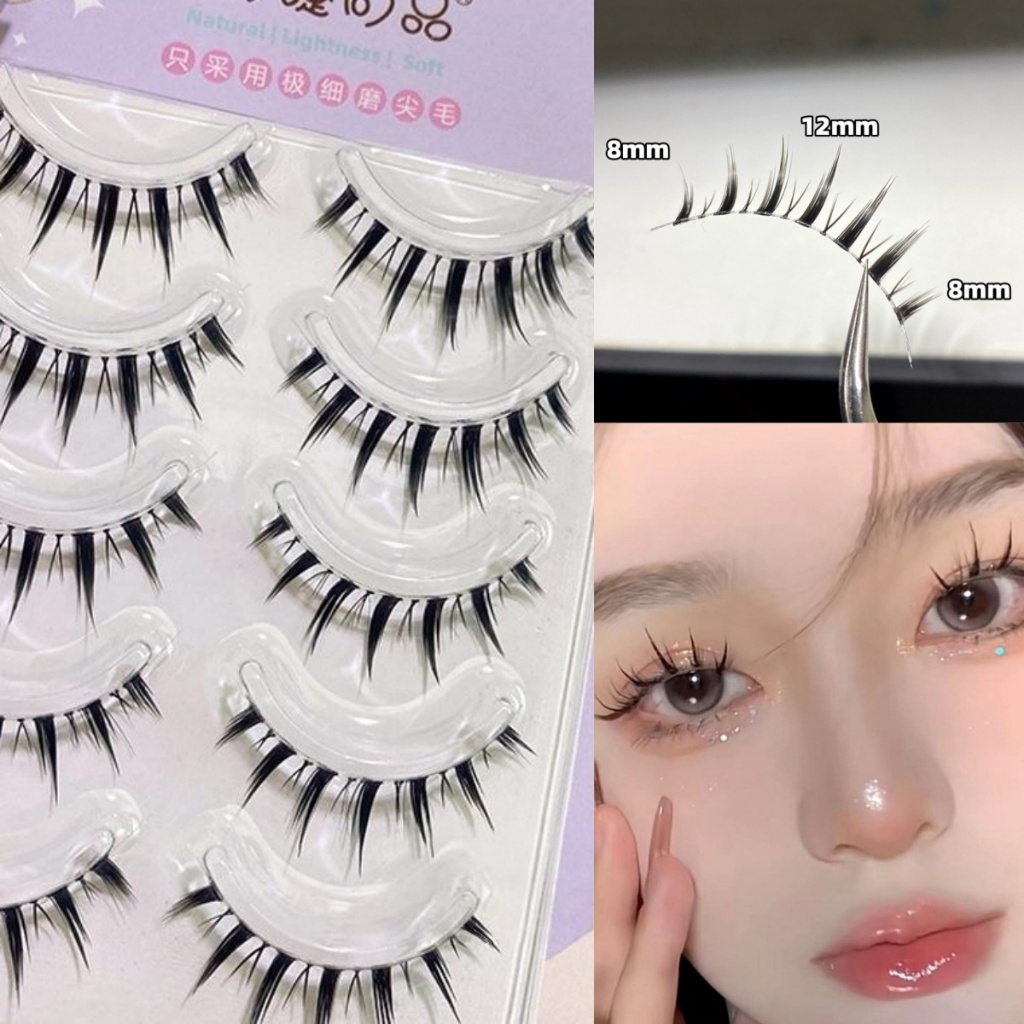 YOTAI ขนตาปลอม 5D แพ็ค 5คู่ แกนเอ็นใส แบบใส แบบบาง หนาแน่น ดูเป็นธรรมชาติ ขนตาปลอมสไตล์ไทย M09