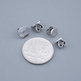 Kismet - Round Pad แป้นต่างหูโลหะ วงกลม ขนาด 6-8 มิล สีเงิน (Silver) วัสดุโลหะ Silver Alloy ชุบทองคำขาวโรเดียม | KM009
