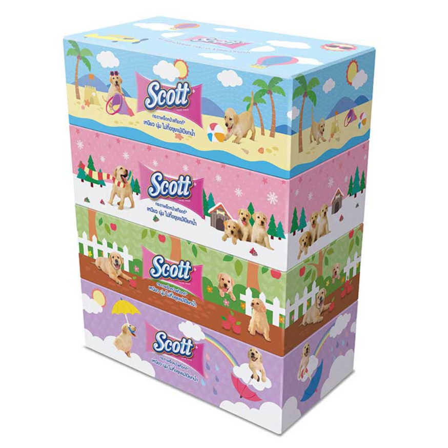 Scott กระดาษเช็ดหน้า Scott BOX 100 แผ่น แพ็ค 4 ชิ้น