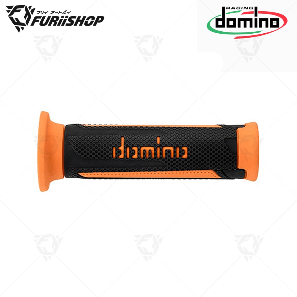 ปลอกแฮนด์ DOMINO A350 ปลายเปิด ดำ-ส้ม