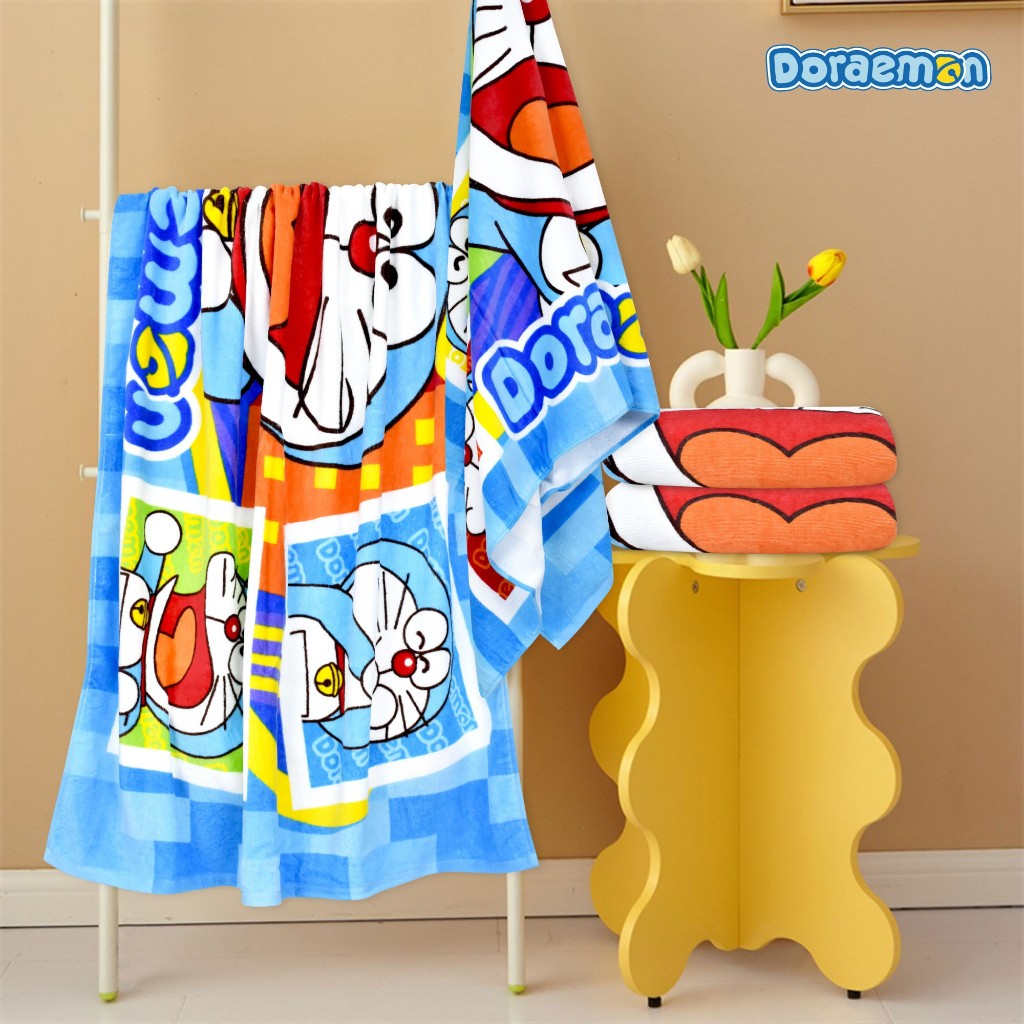 Chilli ผ้าขนหนูลาย Doraemon โดราเอมอน พิมพ์ลายลิขสิทธิ์แท้ ผ้า Cotton100% ยี่ห้อ JHC No.3055