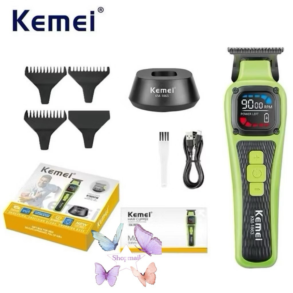ปัตตาเลี่ยน KEMEI km1863 ปัตตาเลี่ยน กันขอบไร้สาย ทิมเมอร์ ไร้สาย ฟันเซรามิค ปรับระดับรอบได้ 9000รอบ