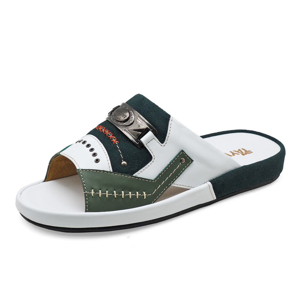 TAYWINแท้ เทวินทร์แท้ รองเท้าแตะ SKF-94 Size37-47 หนังนิ่มขี้ม้า/ขาว/กลับเขียว