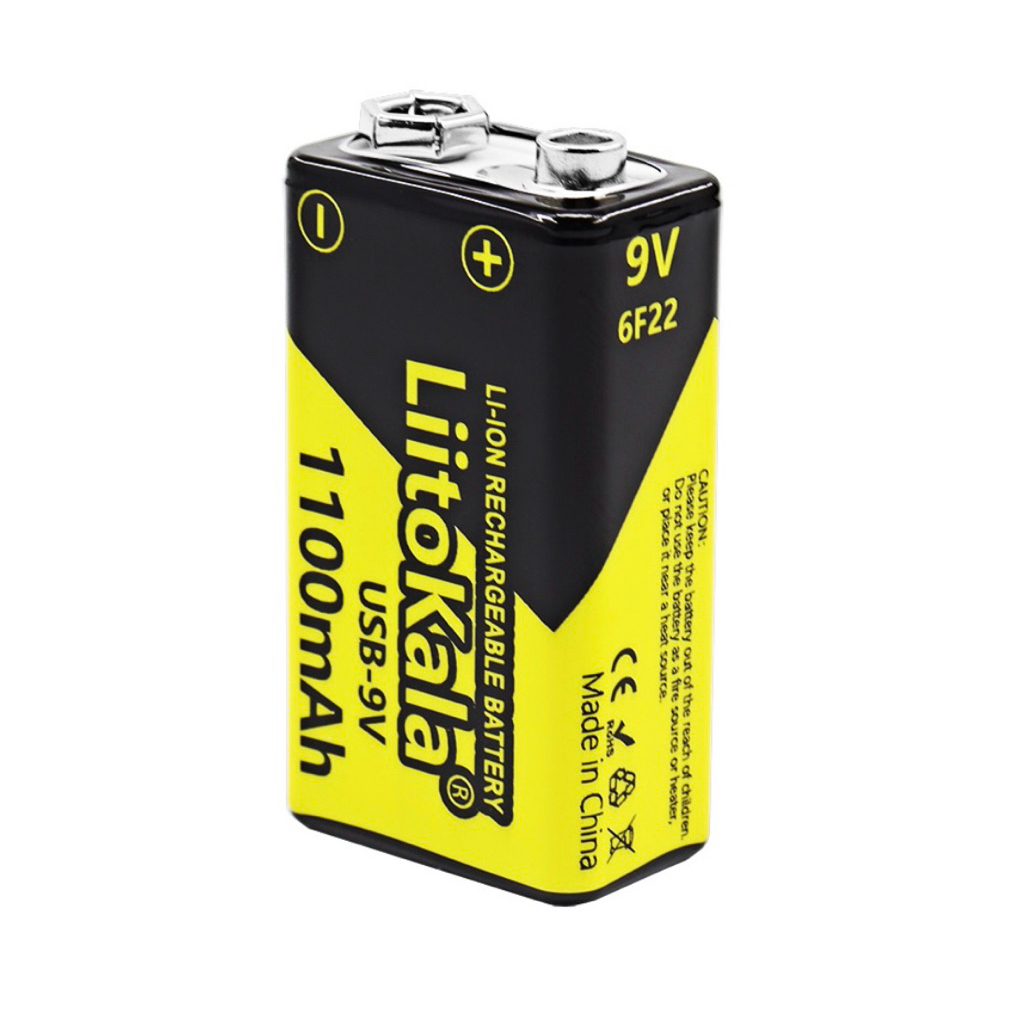 ถ่านชาร์จ 9V Liitokala 1100mAh USB Type-C 1ก้อน