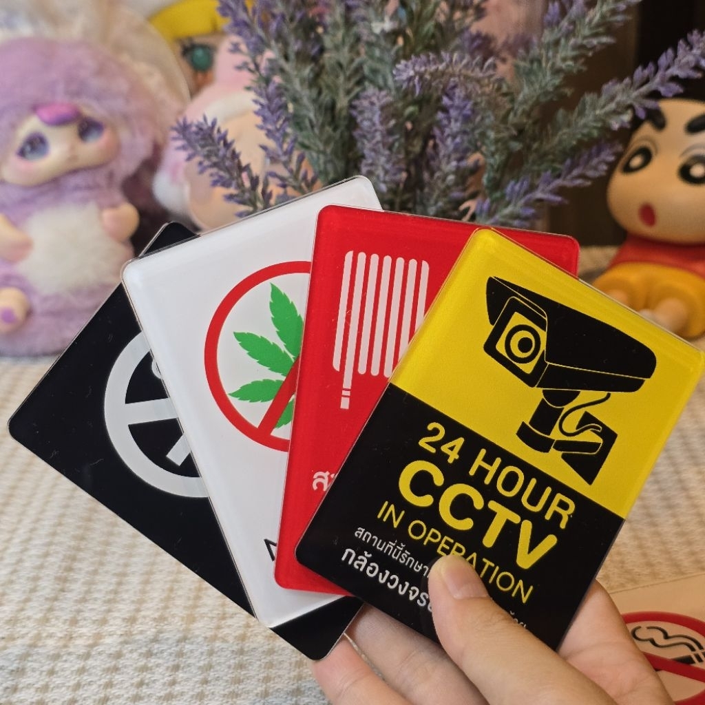 ป้ายเตือน ป้ายห้ามสูบบุหรี่ No smoking CCTV ห้ามจับ No Cannabis  ป้ายห้าม ป้ายดับเพลิง