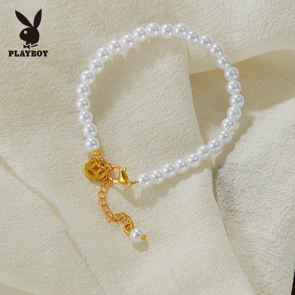 PLAYBOY ไข่มุก สร้อยข้อมือ เครื่องประดับแฟชั่น สวยงาม สําหรับผู้หญิง ปรับได้