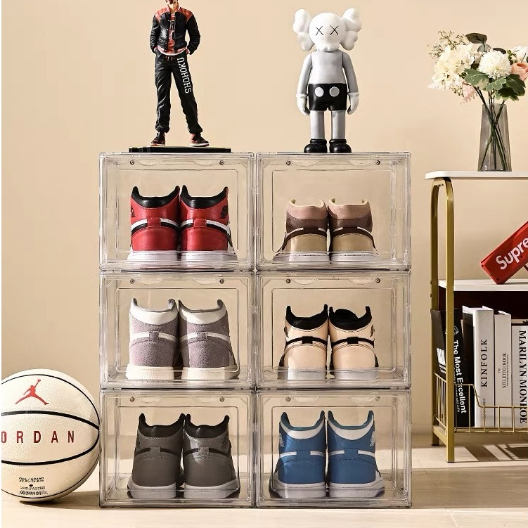 เก็บวางรองเท้า  วัสดุแบบอะคริลิคใส tower วางซ้อนได้ shoe box ออกแบบฝาหน้าแม่เหล็ก กล่องวางรองเท้าโปร่งใส กันน้ำ กันกลิ่น รูปที่ 5