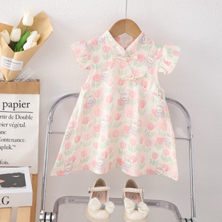 ชุดเดรสเด็กผู้หญิง เสื้อคอจีนลายกระต่ายกับดอกไม้ พร้อมส่งจาก…