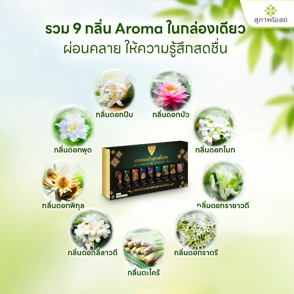สุภาพโอสถ ยาหม่องน้ำ 9 กลิ่น จำนวน 1กล่องใหญ่ ราคา ถูกที่สุด ดีลบีเคเค แกลเลอรีภาพที่ 3
