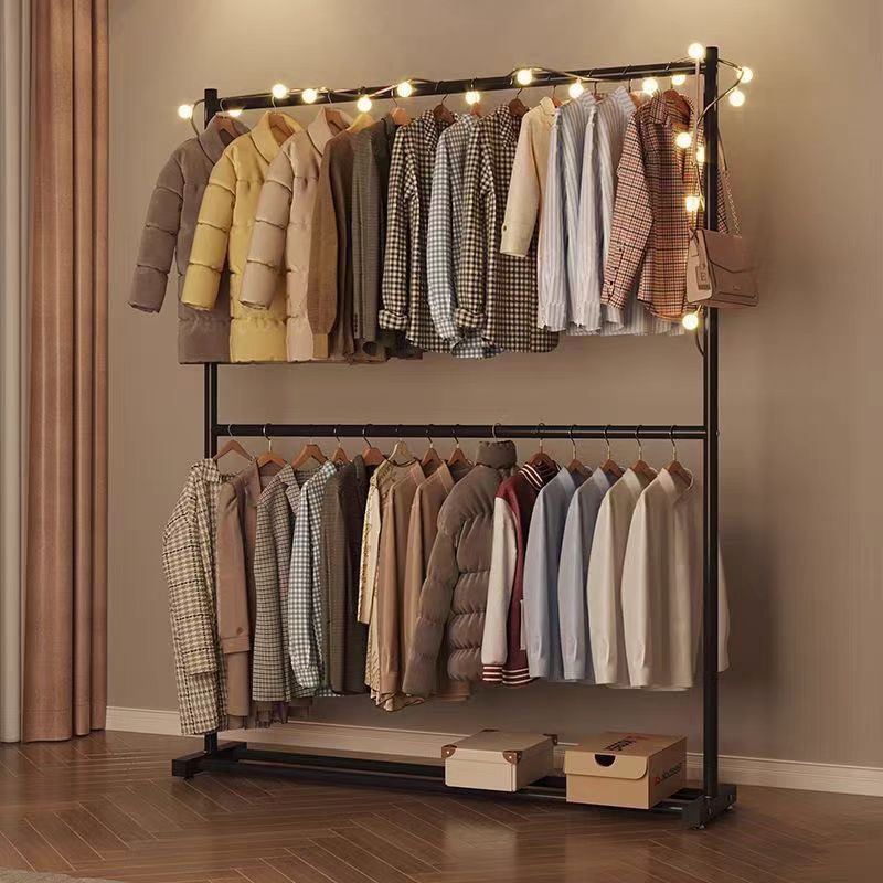 ราวตากผ้า 2 ชั้น สีดำ/ขาว สแตนเล็ส 304 ราวเเขวนผ้าเหล็ก มินิมอล เเขวนได้ 50+ตัว