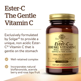 [แท้100%] Solgar Ester-C Plus Vitamin C 1,000 mg | วิตามินซี 24 ชั่วโมง ไม่เป็นกรด อ่อนโยนต่อกระเพาะ | USA | 90 เม็ด