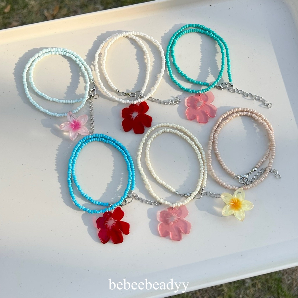 สร้อยคอลูกปัด จี้ดอกไม้ 🌺🌴 | สร้อยลูกปัด