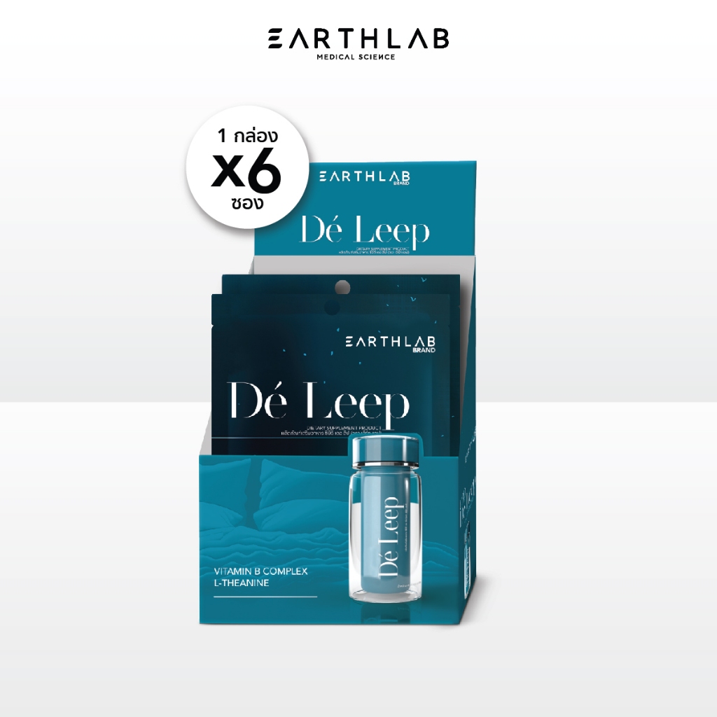 Earth Lab De Leep Softgel กล่อง ( 6 ซอง ) ผลิตภัณฑ์อาหารเสริม หลับลึก FG0136