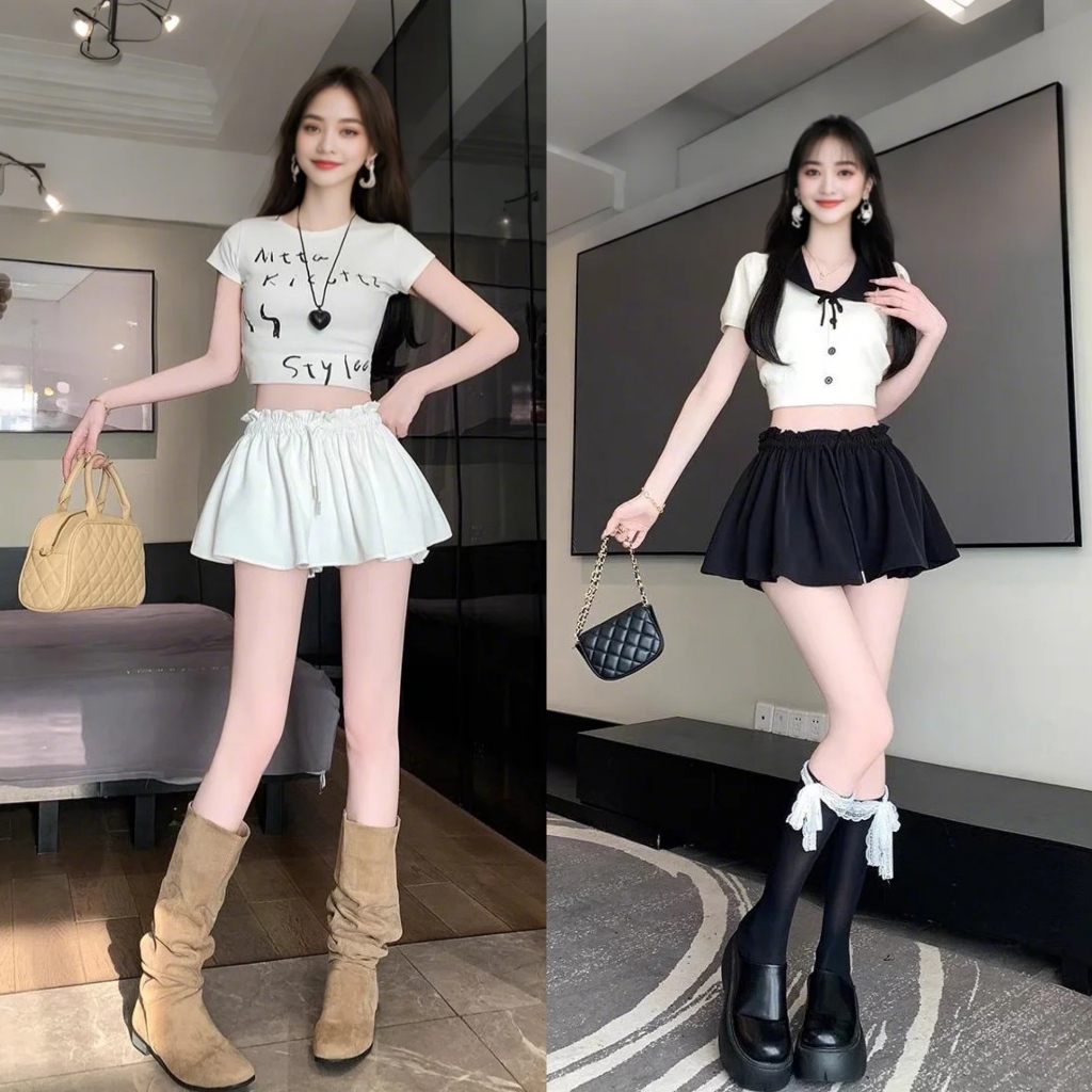 กระโปรงสั้นเอวสูงทรงพลีท ดีไซน์น่ารัก ใส่แล้วดูหุ่นเพรียว