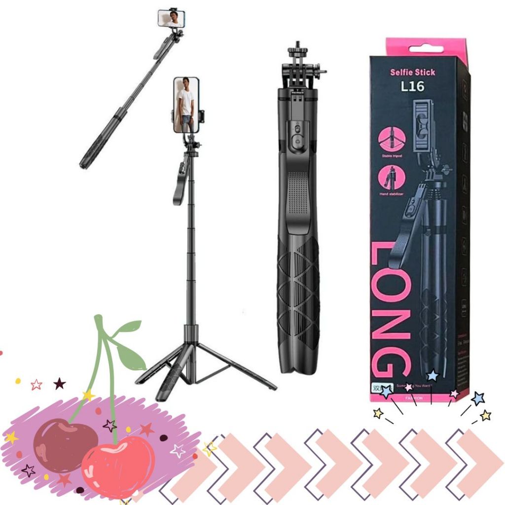 พร้อมส่งจากไทย L16 Tripod Selfie Stick ไม้เซลฟี่ขาตั้งพับได้มาพร้อมรีโมทบลูทูธ