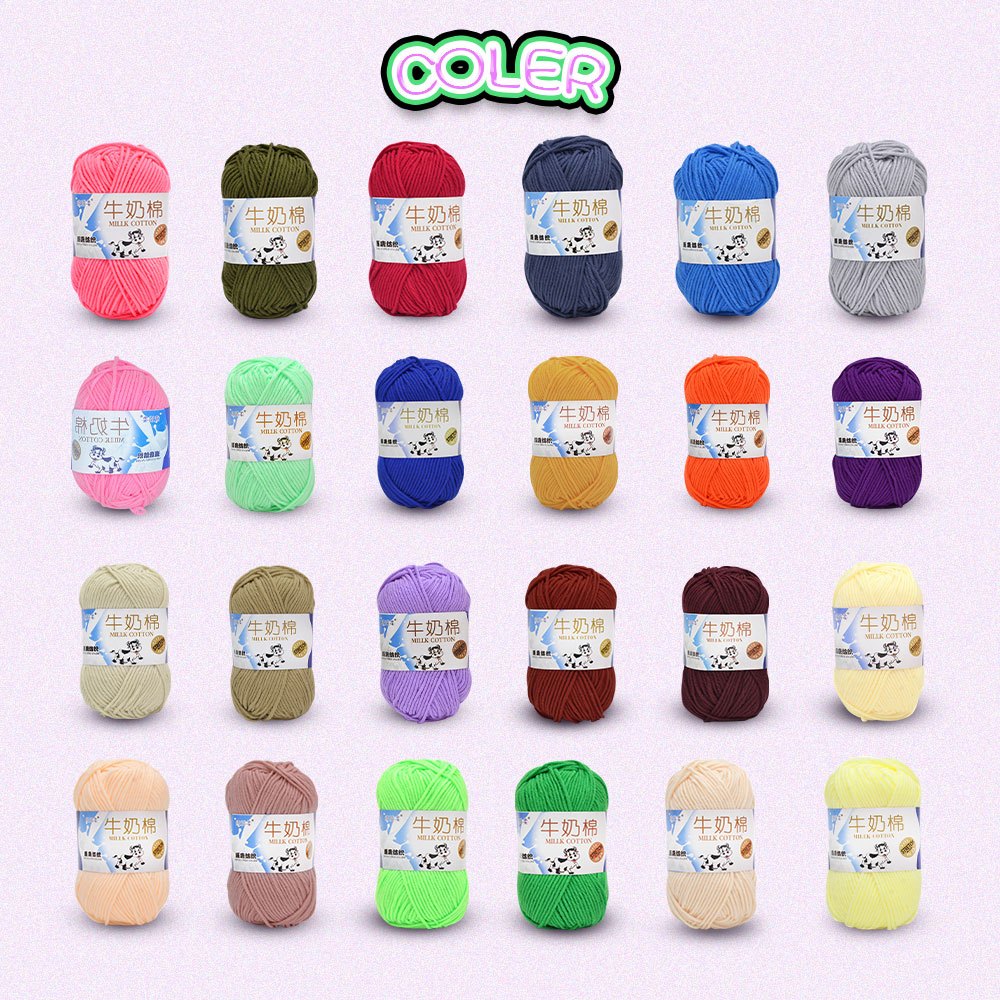 พร้อมส่งจากไทย！！ไหมพรมคอตตอนนม น้ำหนัก50กรัม ไหมพรม 5ply milk cotton yarn - รูปที่ 6