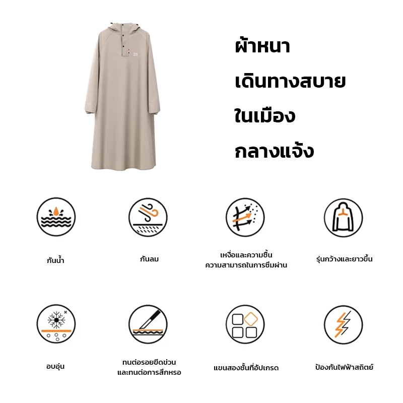 ชุดกันฝนขี่มอเตอร์ไซค์ เสื้อเดียว หนาพิเศษ กันน้ำ ผู้ใหญ่ thumbnail 8