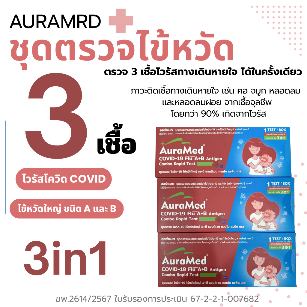 ชุดตรวจไข้หวัดใหญ่ Auramed 3 เชื้อ