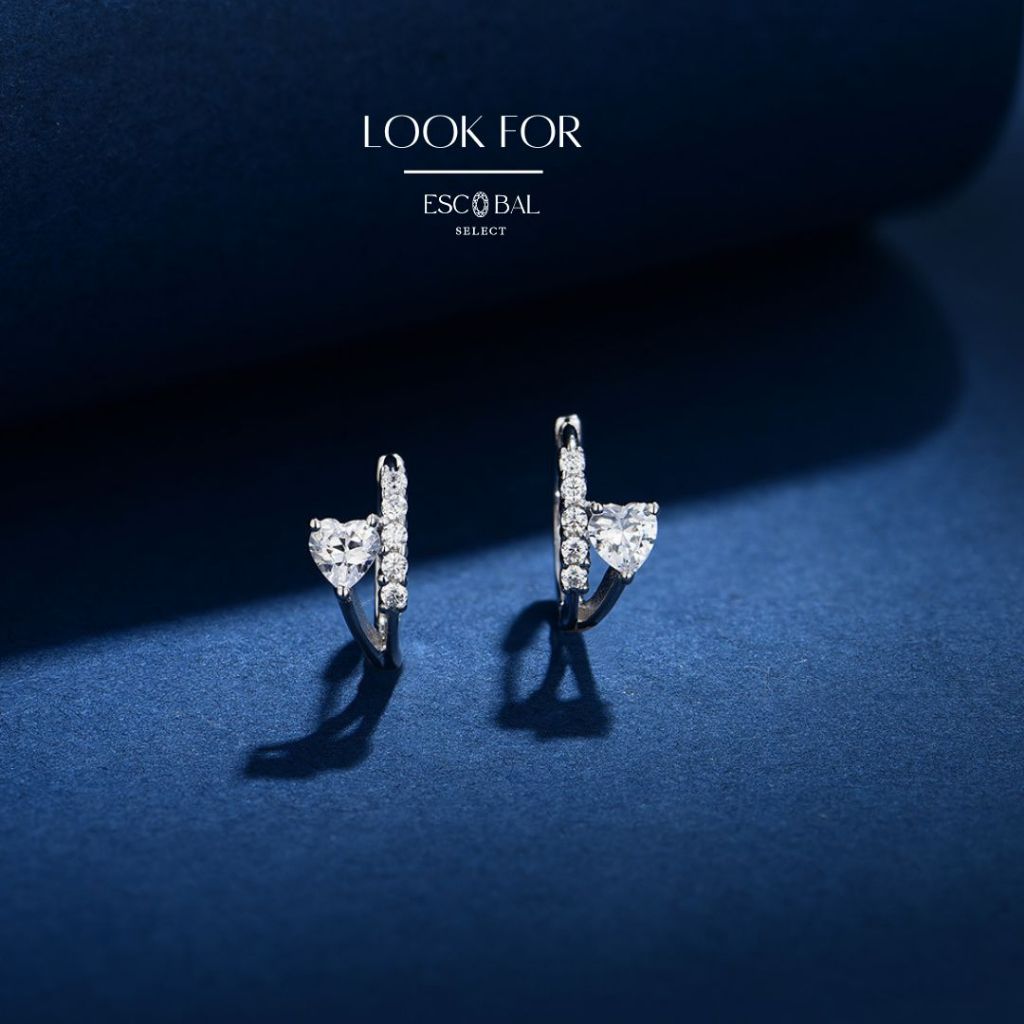 ESCOBAL ต่างหูเงินแท้ Look For จี้หัวใจ ต่างหูเพชร ต่างหูแฟชั่น ต่างหูเกาหลี ต่างหูนำโชค วาเลนไทน์
