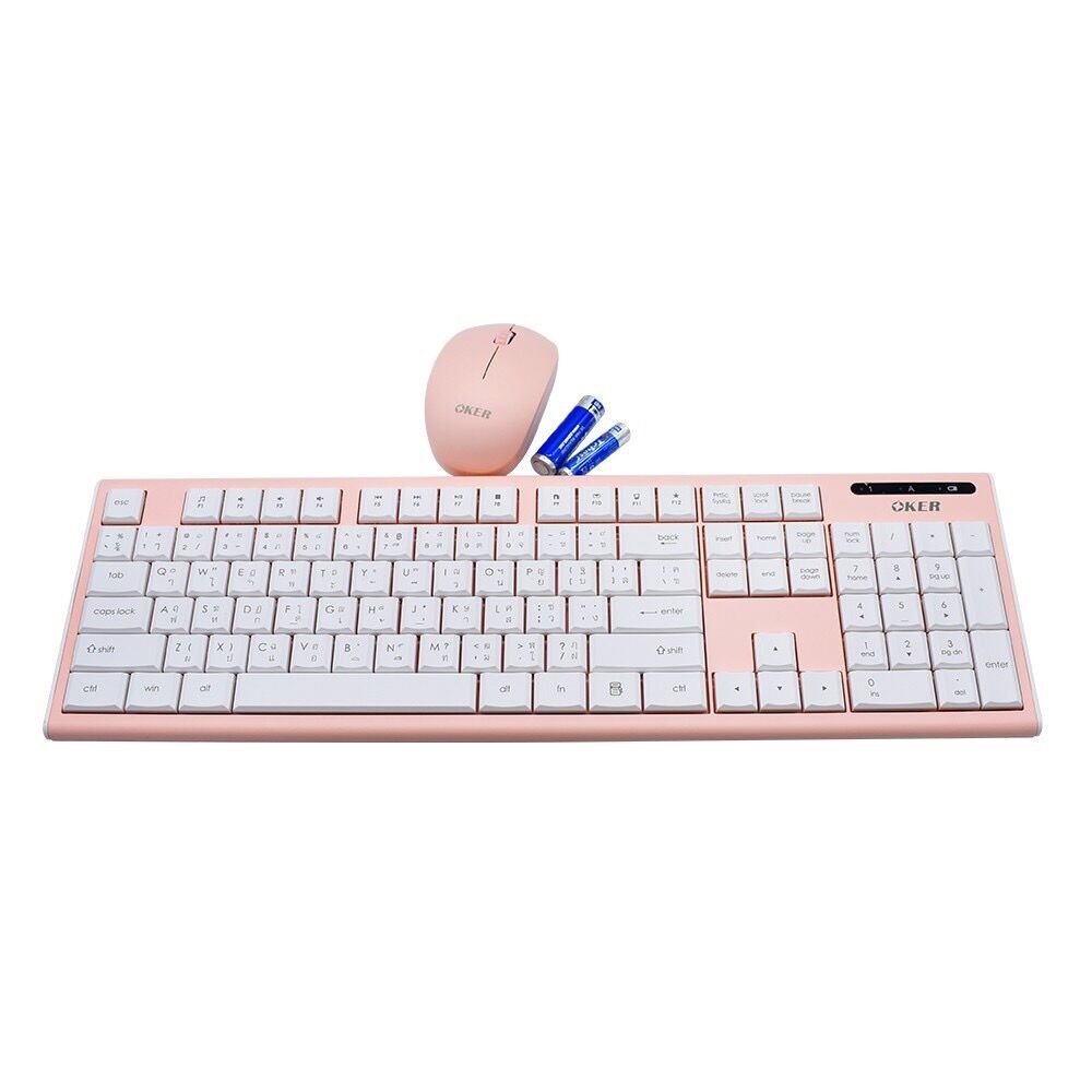 OKER ชุดคีบอร์ดเมาส์ไร้สาย Wireless keyboard mouse set รุ่น ik7500 แถมฟรีแผ่นรองเม้าส์