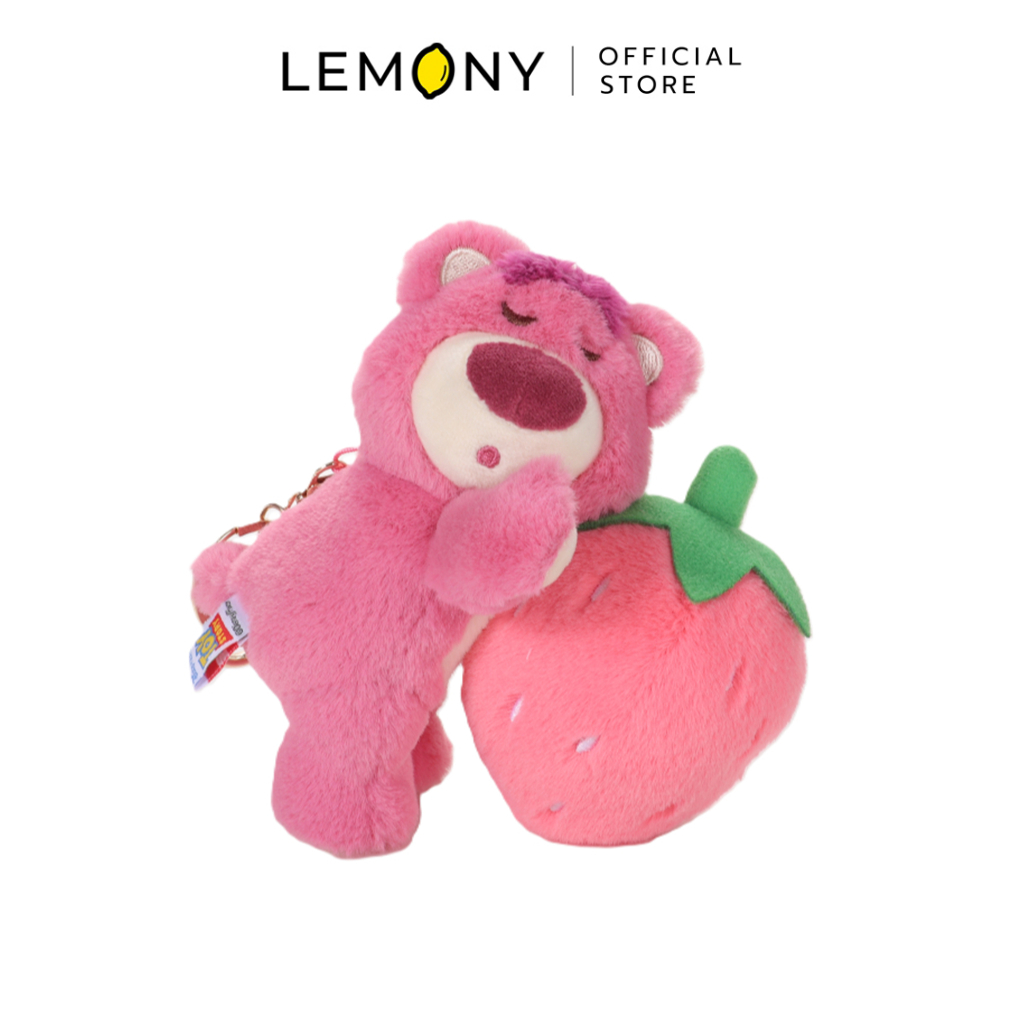 LEMONY พวงกุญแจตุ๊กตาล็อตโซ่ ขนาด 10CM Pixar Dessert Collection Lotso Keychain Disney (Strawberry)