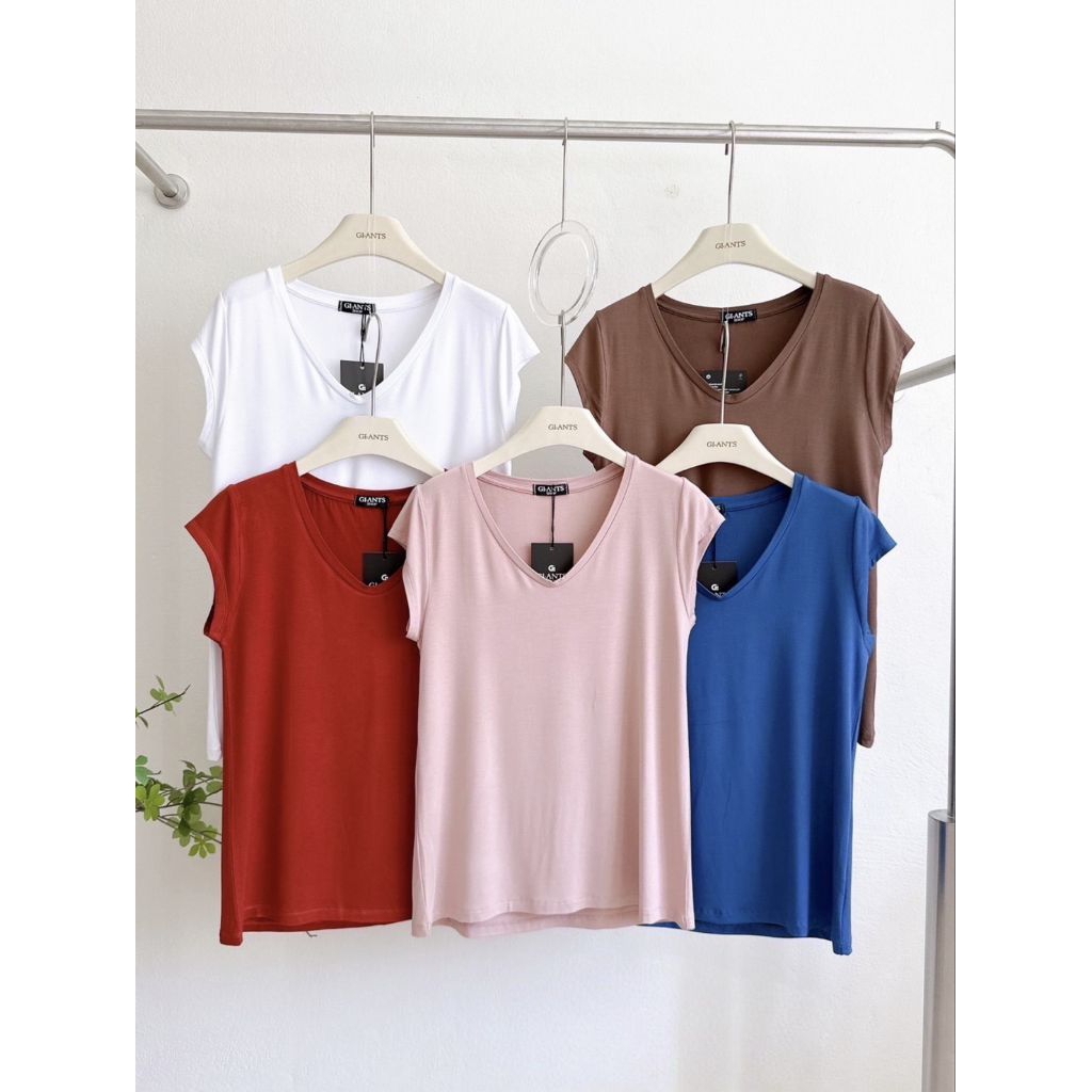 เสื้อยืดคอยูวีผ้าเรย่อนเนื้อนิ่มทรงแขนล้ำแมทช์ง่าย