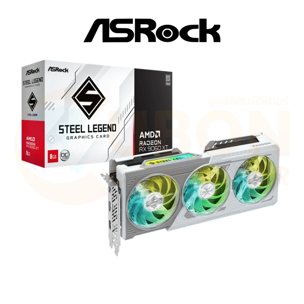 VGA การ์ดจอ ASROCK AMD RADEON RX 9060 XT STEEL LEGEND 8GB OC GDDR6
