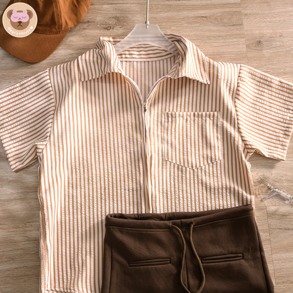 Miri Strip Shirt Oversize เสื้อเชิ้ตคอปกซิปโบว์ รูดได้ทั้งบนและล่างเลยน๊า - รูปที่ 5