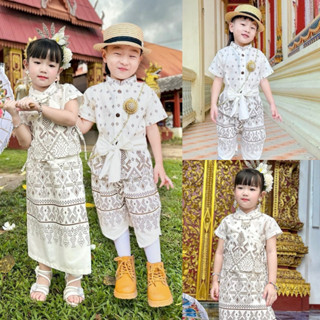 ชุดไทยเด็ก สีดำ🌹ชุดไทยขาว ดำ 🌹1-5ปี ใส่ทำบุญ