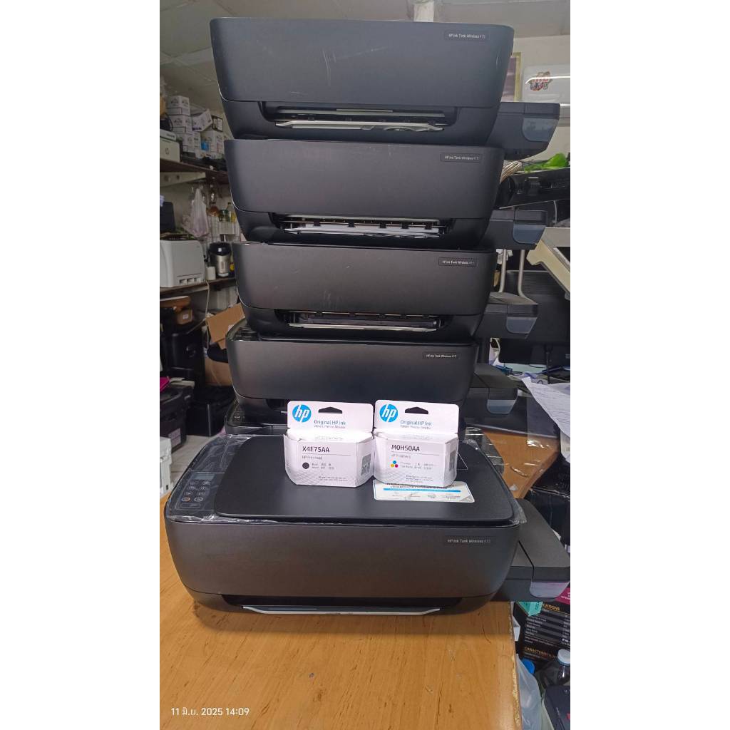HP Ink Tank Wireless 415 Wifi ได้ มือสอง พร้อมใช้งาน หมึกใหม่ ดำ+สี อุปกรณ์ครบ