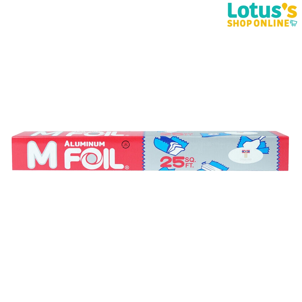 เอ็ม ฟอยด์ อลูมิเนียมฟอยล์ห่ออาหารปิ้งย่าง 25 ตารางฟุต MWRAP FOIL ALUMINIUM FOOD FOIL 25 SQ.FT