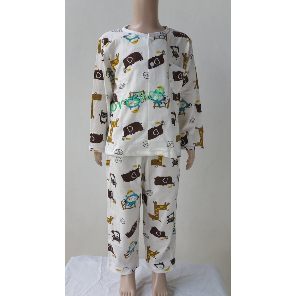 ชุดนอนเด็กชาย T+T ไซส์ 2-3 แขนยาว ขายาว ผ้ายืด แบบคกลม กระดุมผ่าหน้า