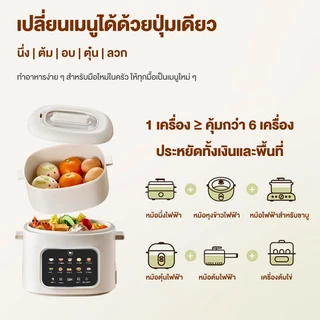 CAMEL หม้อไฟฟ้าเซรามิก หม้อไฟฟ้า 1.6L หม้อหุงข้าวอเนกประสงค์ ไม่ติดหม้อ 300W ความจุสูง เหมาะสำหรับ 2-4 คน