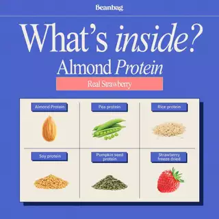 Beanbag Mix Almond Protein Real Strawberry 500g โปรตีนอัลมอนด์ โปรตีนพืชรวม 5 ชนิด รสสตรอว์เบอรี่ ไม่มีน้ำตาล