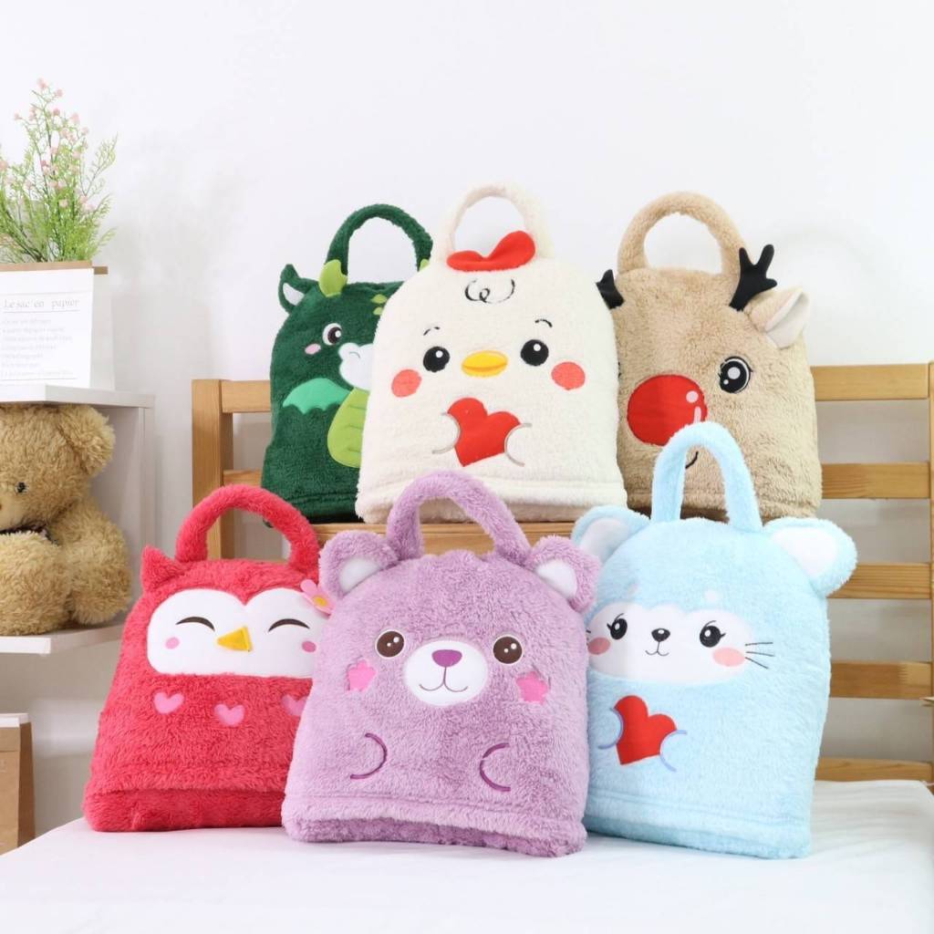 ผ้าห่มฮู้ด12นักษัตร  เนื้อผ้าห่มโพลีบัว  ผ้าหนานุ่ม ขนนุ่มลื่น ซักทำความสะอาดง่าย  ขนาด 30x60 นิ้ว - รูปที่ 6