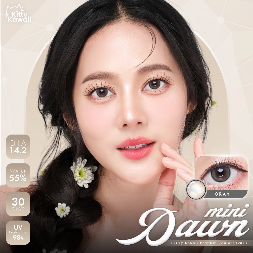 คอนแทคเลนส์(มินิ)🔥Mini Dawn🔥(Kitty Kawaii) สี :  Light Brown / Brown / Gray รายเดือน มีค่าสายตา รูปที่ 7
