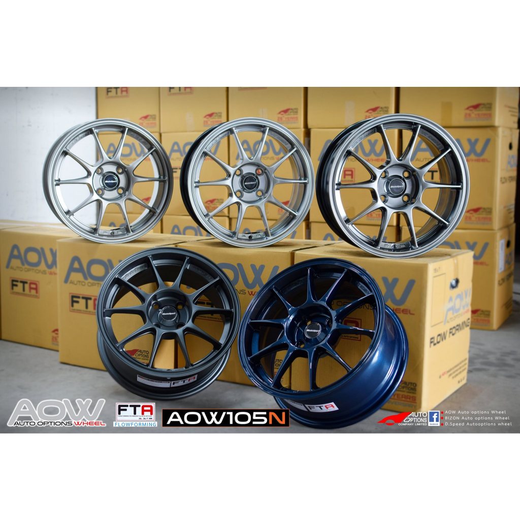 ล้อแม็ก aow auto option Tc105N ล้อ flow froming ขอบ 15 รีดเบา แข็งแรง racing wheel FTA น้ำหนักต่อวง 