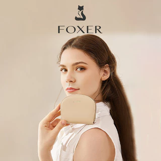 FOXER กระเป๋าสตางค์หนังวัว กระเป๋าสตางค์ผู้หญิง ที่ใส่บัตรเครดิต ทรงครึ่งวงกลม ช่องใส่บัตรหลายช่อง ของขวัญปีใหม่