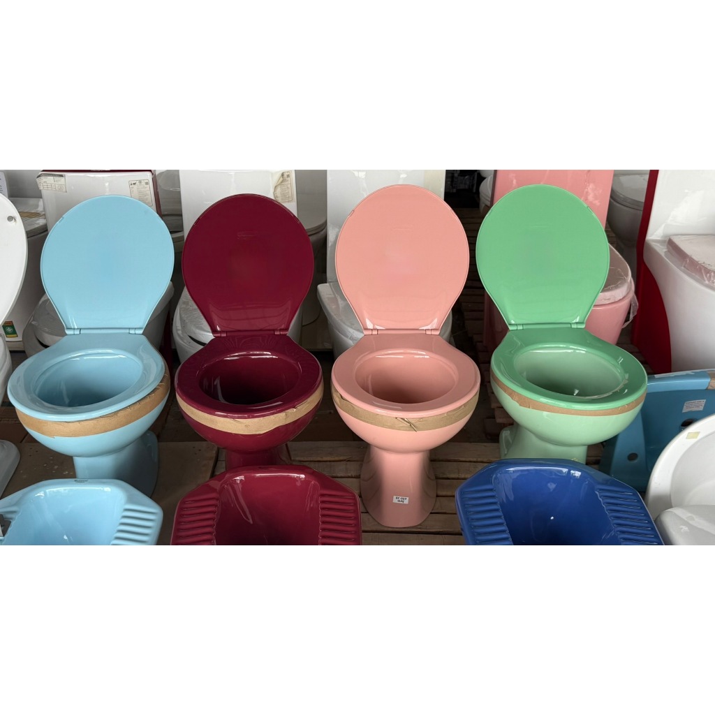 🚽 CHAMPION สุขภัณฑ์นั่งราบ แบบราดน้ำ 5 สี ใหม่🔉สีส้ม⭕️/ชมพู/ฟ้า/แดงเบอกันดี/เขียว (สต็อคพร้อมส่ง🚚)