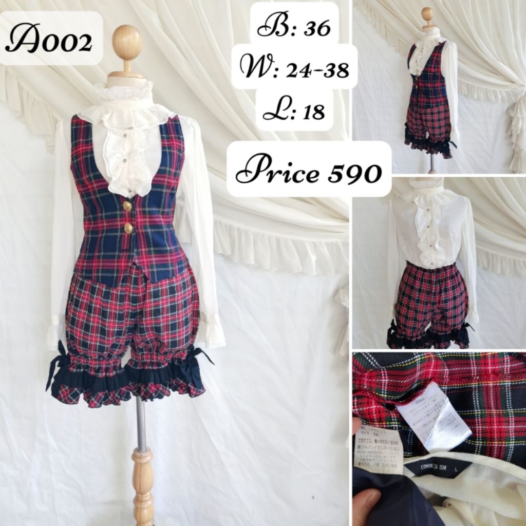 ชุด​เซ็ต​ลายสก็อตสีแดง Ouji​ lolita​ style​