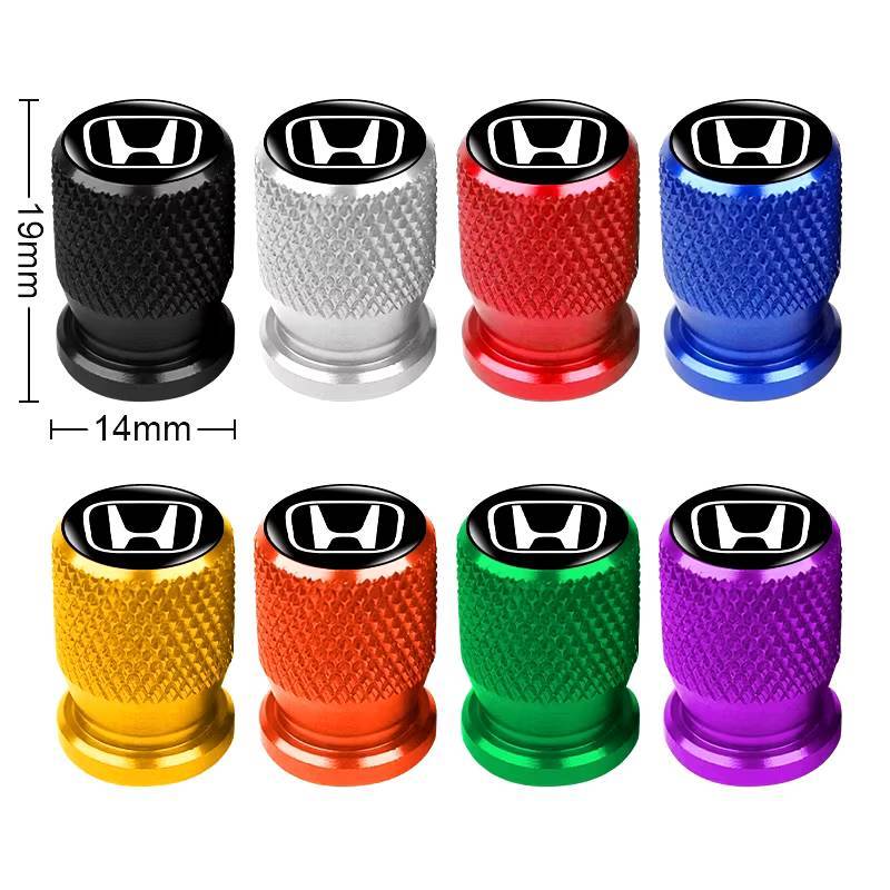 (1 แพ็ค 4 ชิ้น) จุกลมยางรถยนต์/จักรยานยนต์ แบบโลหะ สีสวย แข็งแรง ทนทาน โลโก้ HONDA