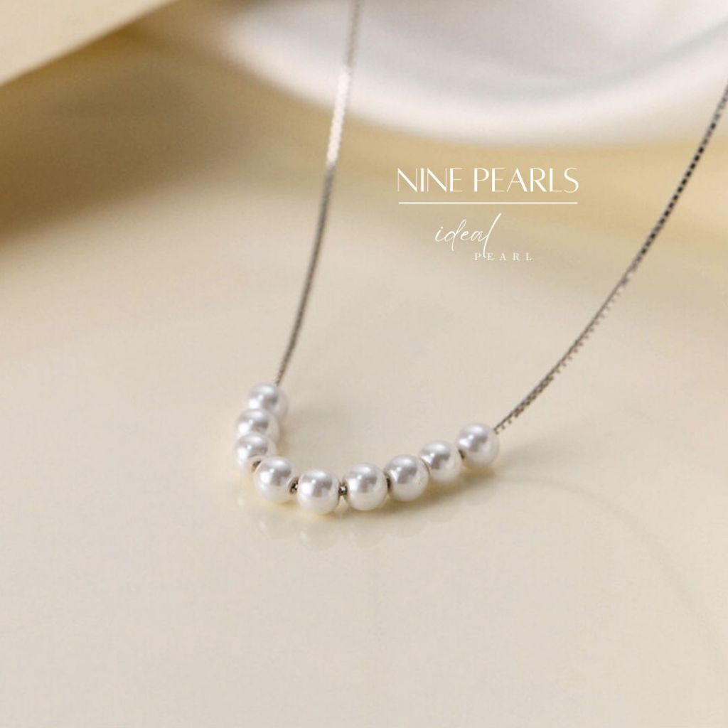 iDEAL✨สร้อยคอมุก Nine Pearls ไข่มุกสวยๆ เรียกทรัพย์ สร้อยคอเงินแท้ ของขวัญให้แฟน ของขวัญ