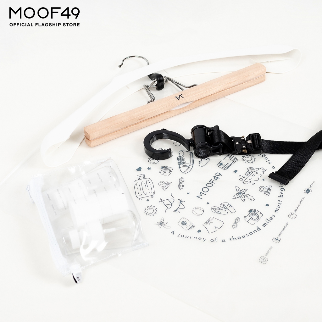 MOOF49 Clothes Hanger Set เซทไม้แขวนเสื้อ/กางเกง พร้อมสายรัดแบบหัวเกี่ยว