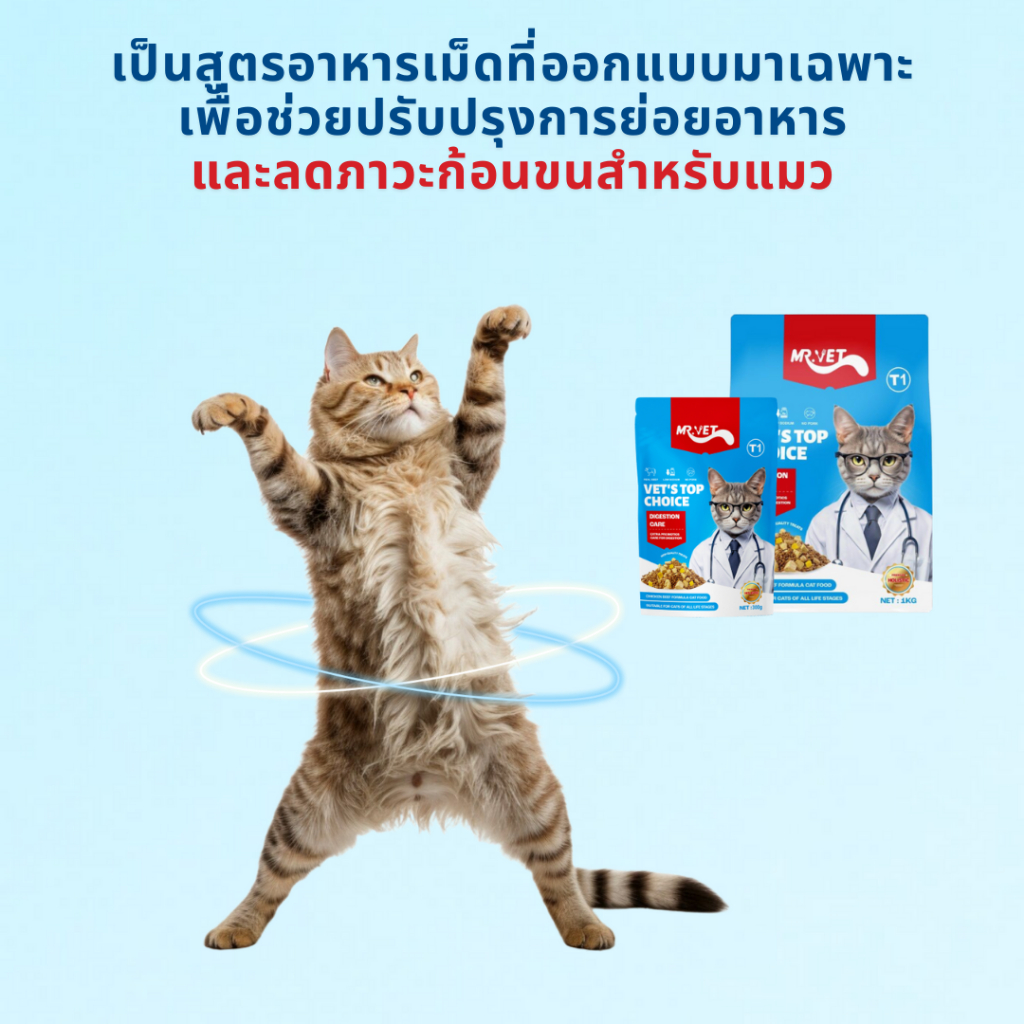 MRVET อาหารเม็ดแมว Holistic แพ็ค 1KG - เหมาะสำหรับแมวทุกช่วงวัย&ส่งของขวัญ