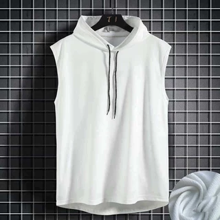 AP Stores เสื้อกล้าม แขนกุด มีฮู้ด แบบบาง แฟชั่นฤดูร้อน สไตล์หล่อเท่ สไตล์เกาหลี สําหรับผู้ชาย LZ-SY1001