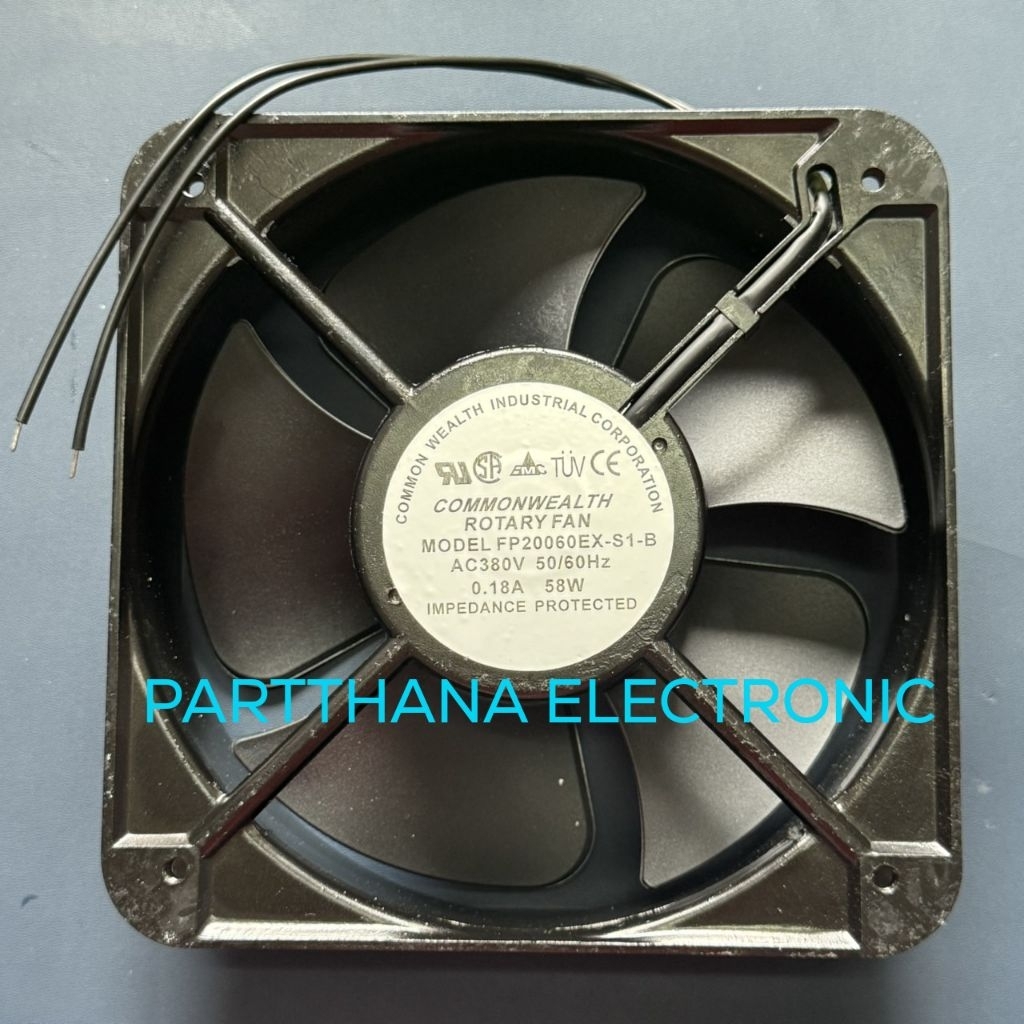 FP20060EX-S1-B พัดลม8 นิ้ว ไฟ AC380V 0.18A 58W 200x200x60MM 2สาย พร้อมส่งในไทย🚛🚛