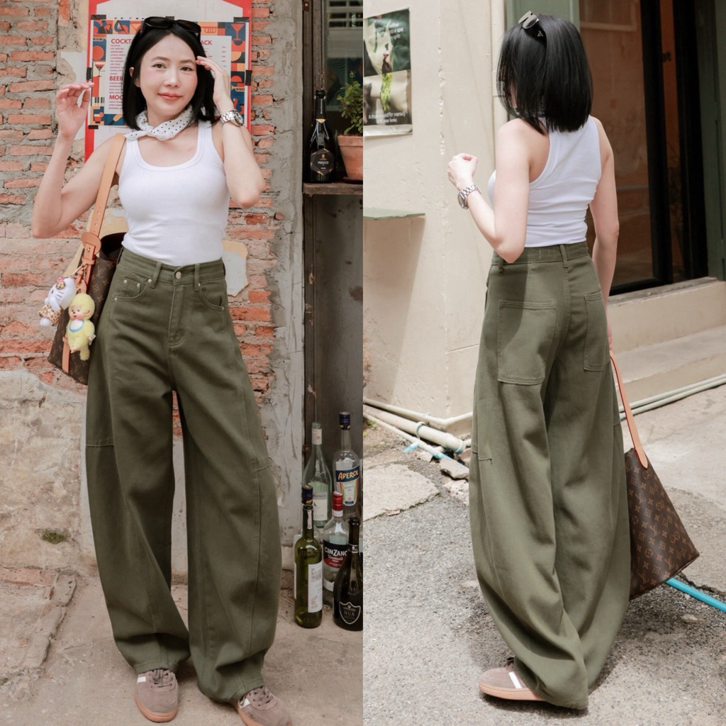 Baggy Jeans กางเกงยีนส์เบคกี้เอวสูงทรงกระบอก งานป้าย fsy