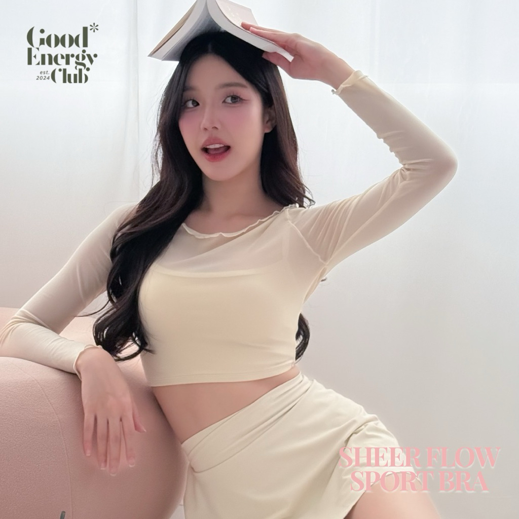 GOOD ENERGY CLUB - SHEER FLOW SPORT BRA[5011] สปอร์ตบรา 2 ชั้น แขนยาวผ้าตาข่ายซีทรู (7A-7O)