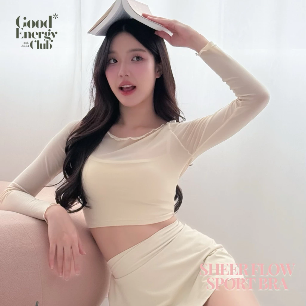 GOOD ENERGY CLUB - SHEER FLOW SPORT BRA[5011] สปอร์ตบรา 2 ชั้น แขนยาวผ้าตาข่ายซีทรู (7A-7O)